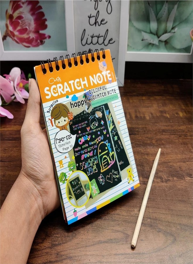 Evissa Scratch Note Colorful Magic Art Craft Kit, Scratch Book for Kid'sCreative Drawing Activity Toy Educational Stationary Kit Ideal Birthday Return Gift Aged 3-12, Includes Multicolour (Pack of 4) - Image 2
